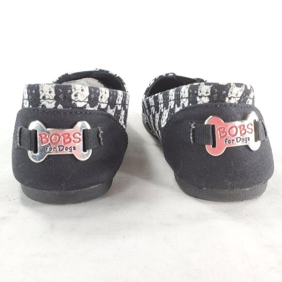 Skecher Shoes Wmn Sz 5 Bobs Schnauzer Black White AOP Slip On Loafer Memory Foam - Picture 7 of 16